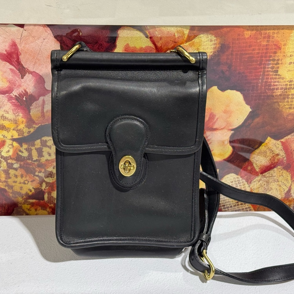 Vintage Coach Murphy Bag Small Leather Crossbody Brass Turnlock Black #9930